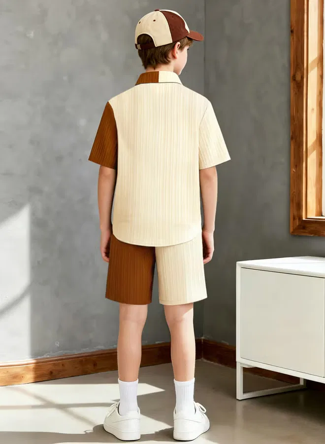 Комплект рубашка и шорты Boys color block Take Two, мультиколор — фото 2