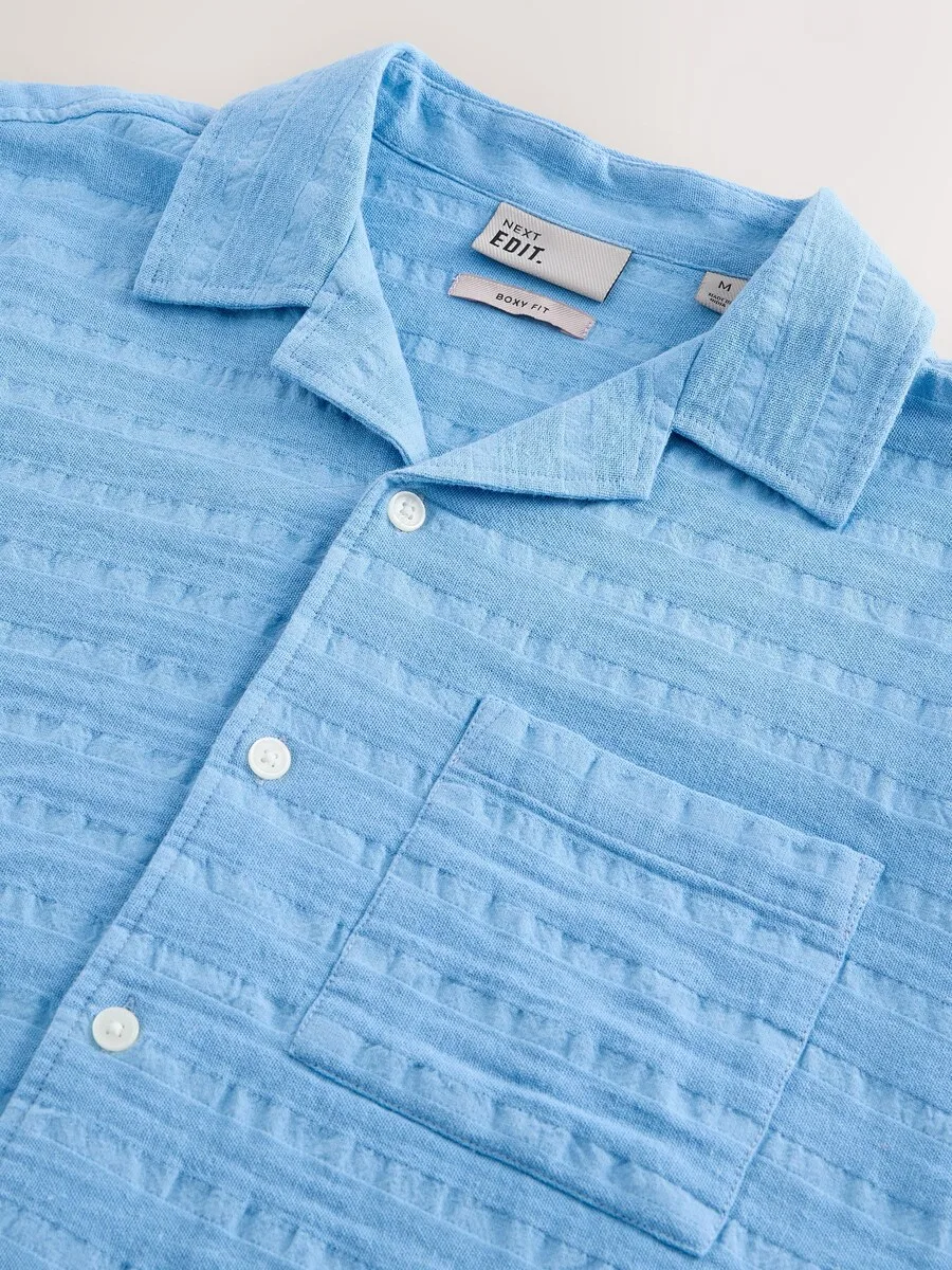 Рубашка Next Comfort fit Button Up Shirt 'Edit' светло-голубого цвета — фото 4