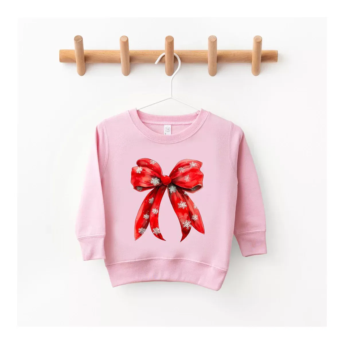 Детский свитшот для девочек с принтом Coquette Christmas Snowflake Bow The Juniper Shop, Pink