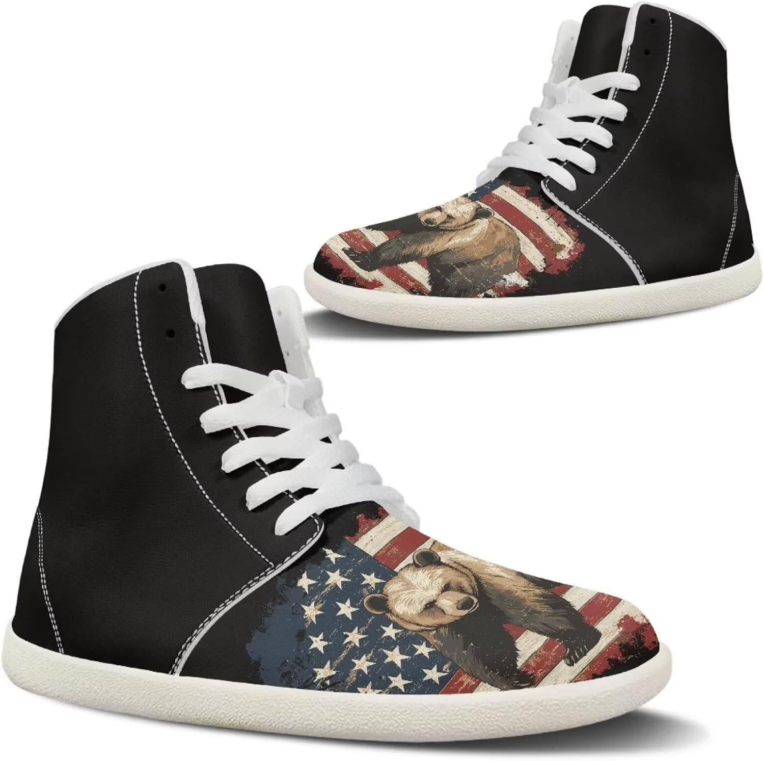 

Мужские модные кроссовки, комфортная платформа, повседневная обувь из искусственной кожи для взрослых, уличный треккинг, размеры США 5-14 Quxjehoe, American Flag Brown Bear