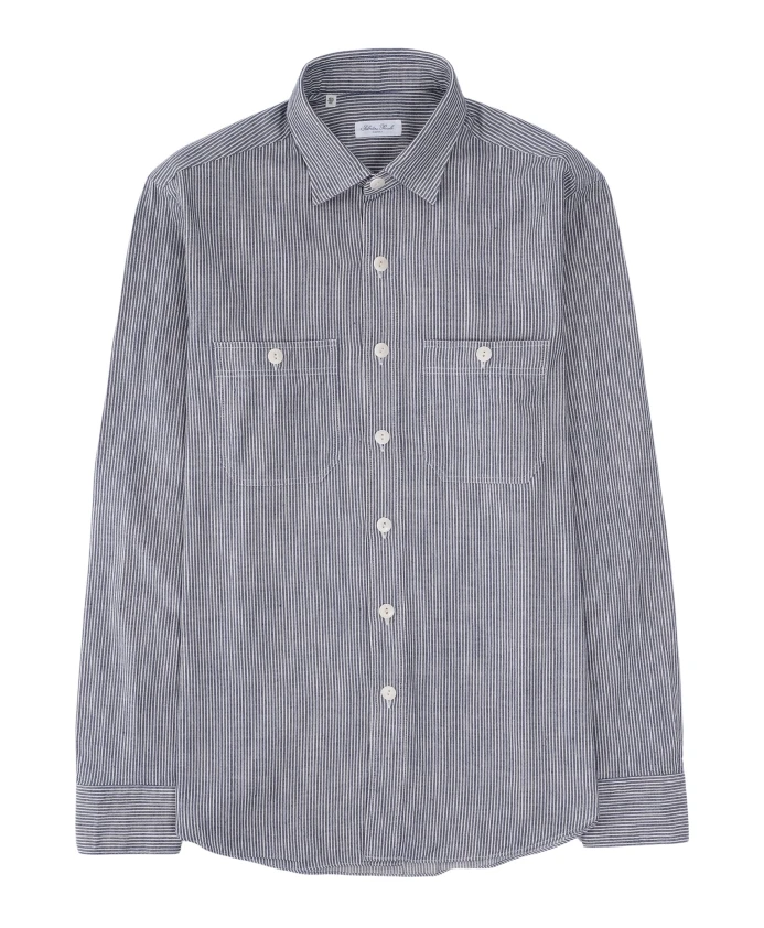 

Рабочая рубашка в сине-белую полоску Salvatore Piccolo, синий