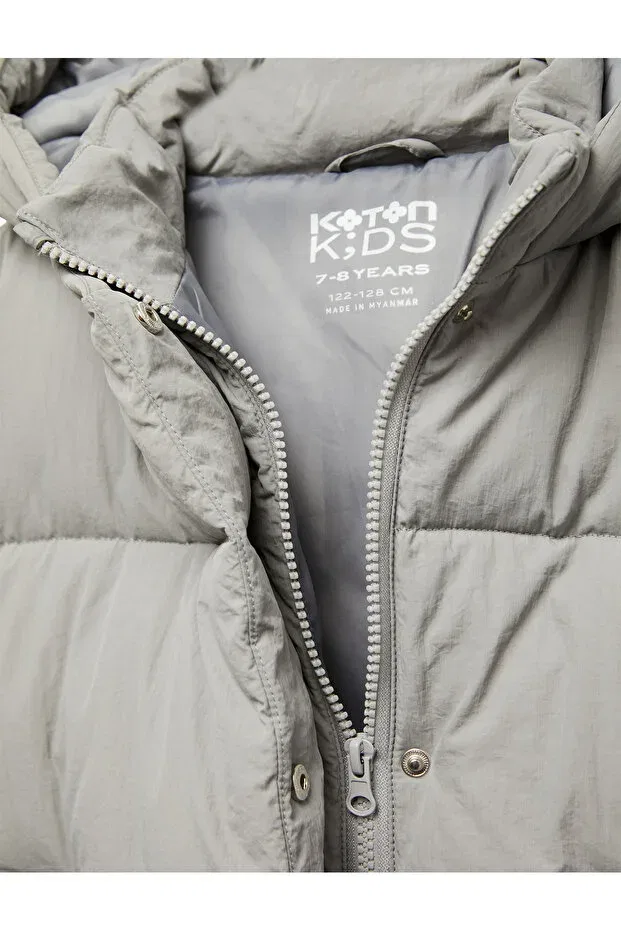 Детский пуховик для девочек с капюшоном Koton, Gray — фото 4