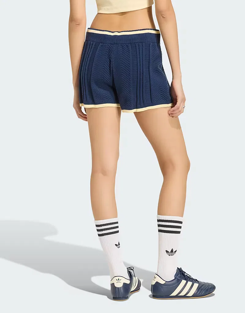 Шорты Adidas Originals крупной вязки ночной индиго — фото 2