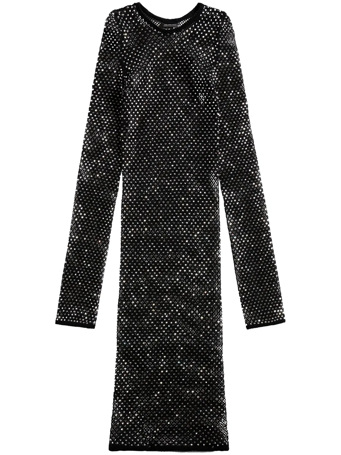 Balenciaga Мини-платье из кристальной сетки, черное
