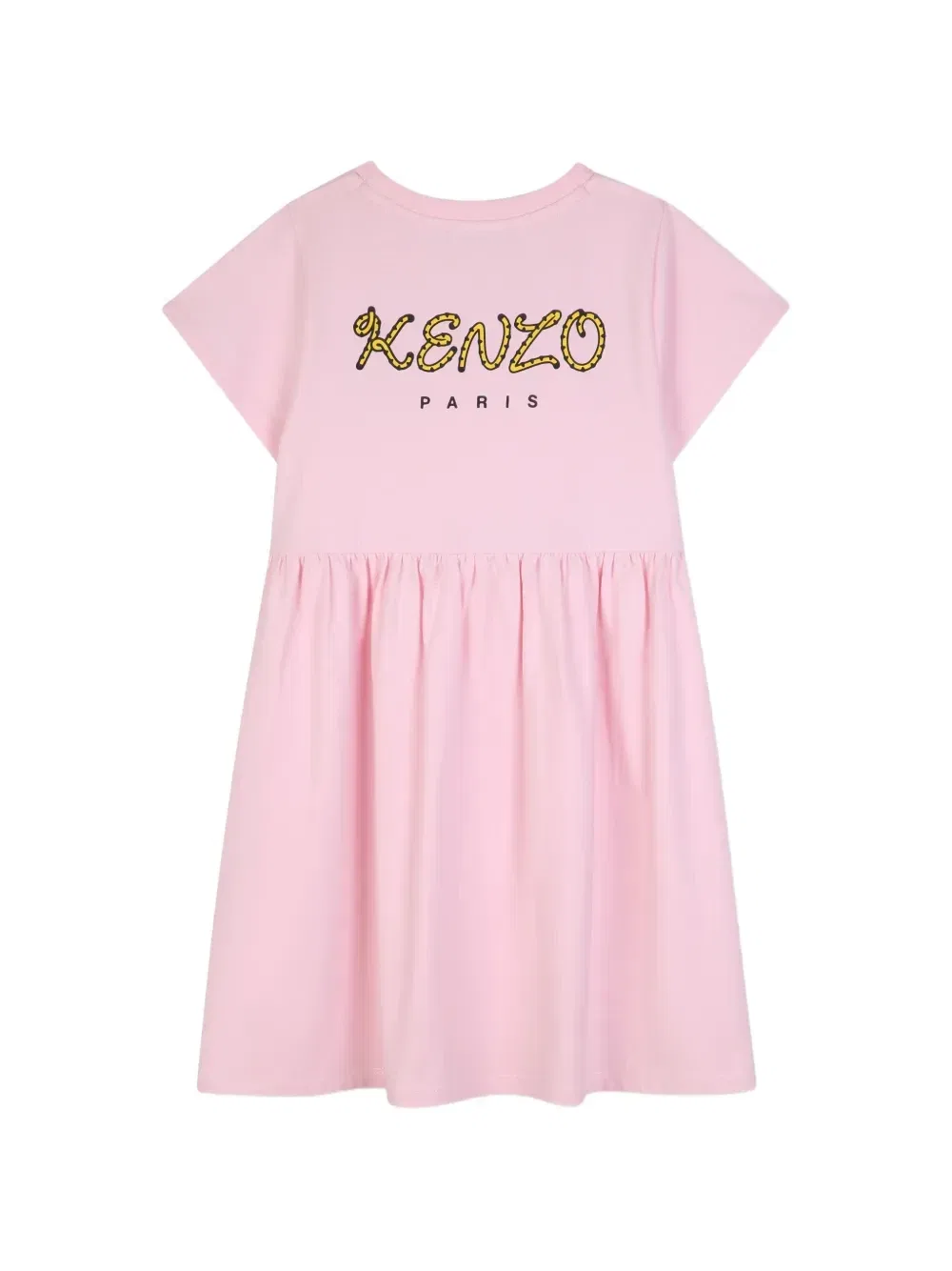 Платье со сборками и нашивкой Kenzo Kids, розовый — фото 2