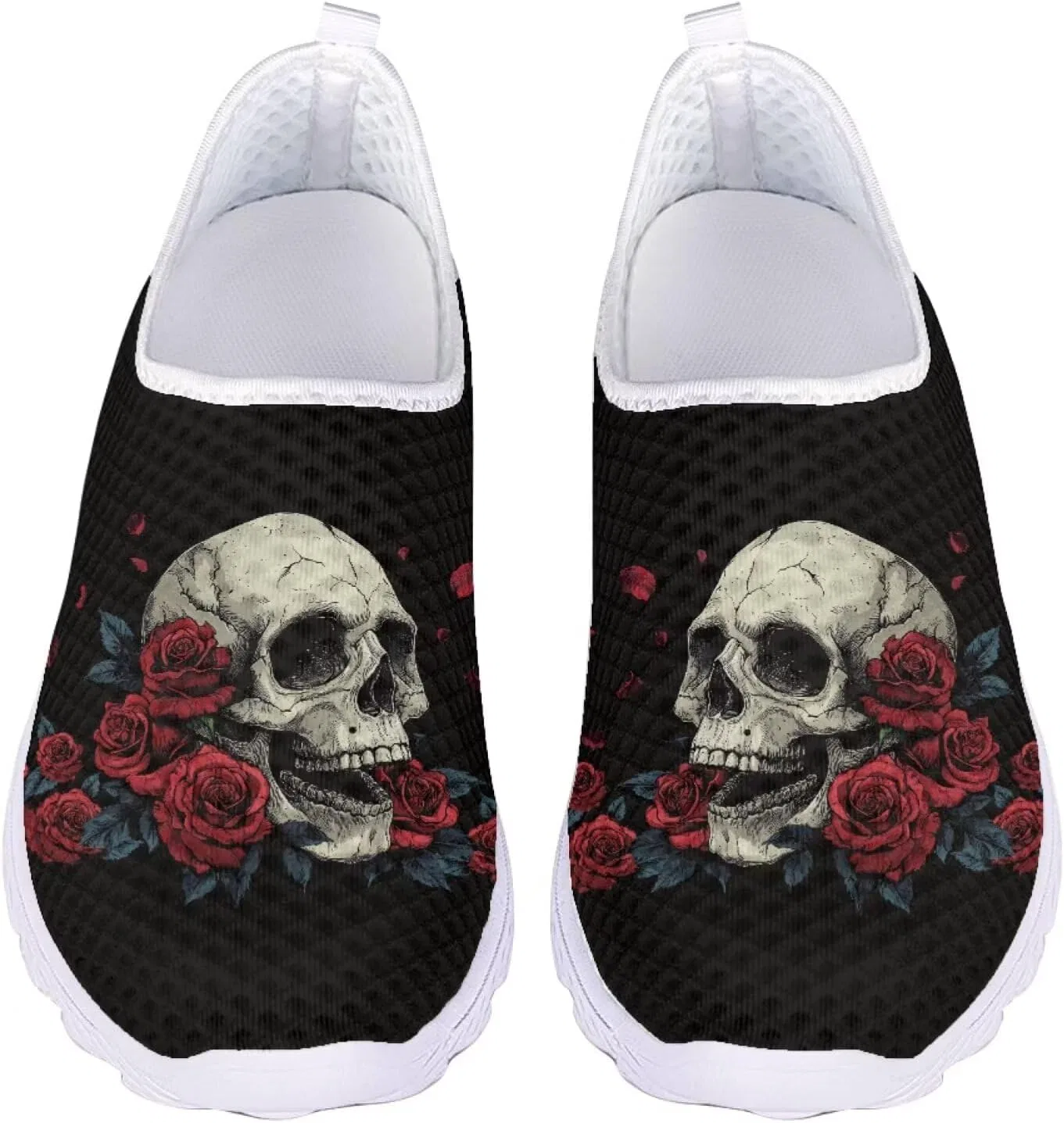 Детские дышащие слипоны с принтом Patriotic Sneakers Pointodoor, Skull Rose