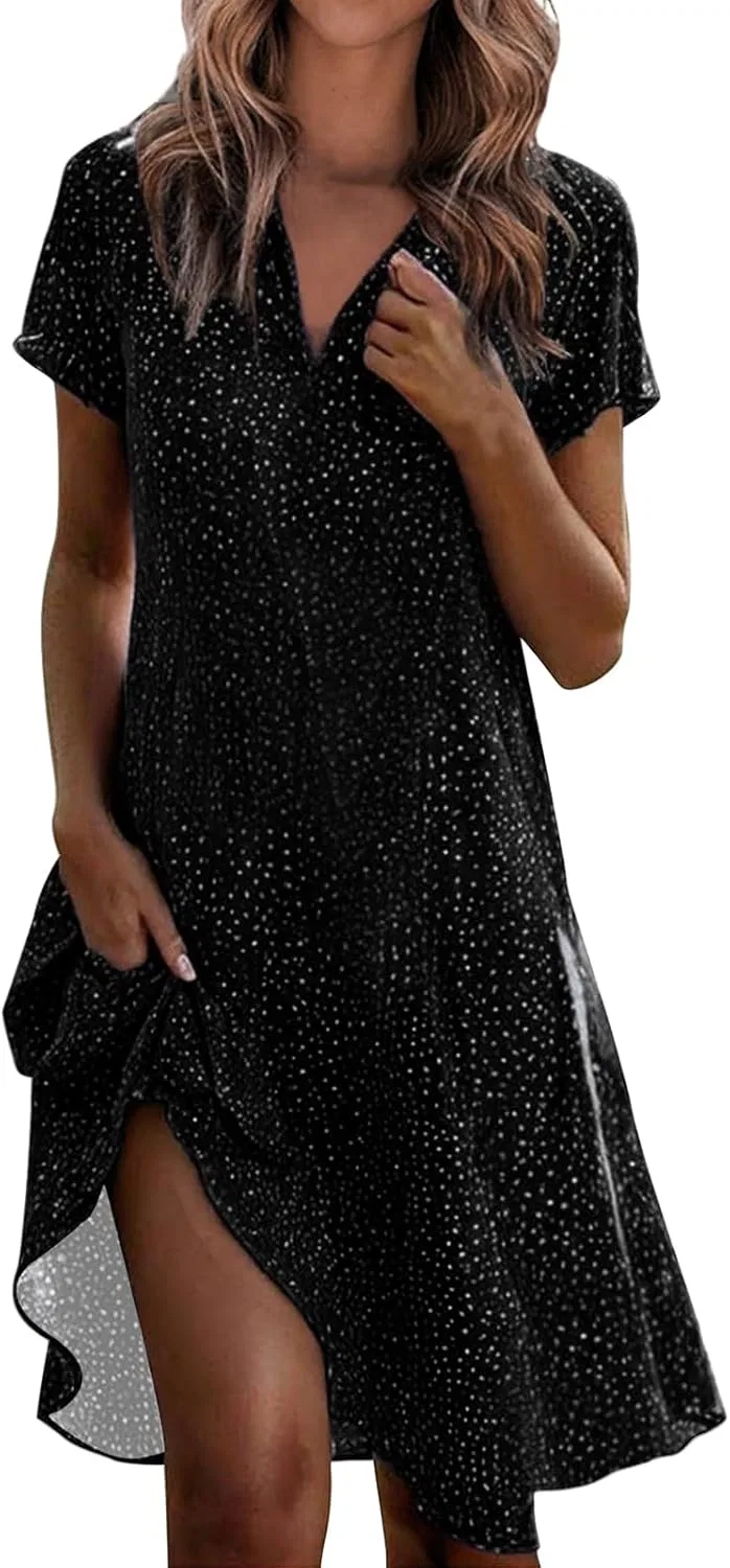Женское летнее платье миди с полосками Polka Dot, Black