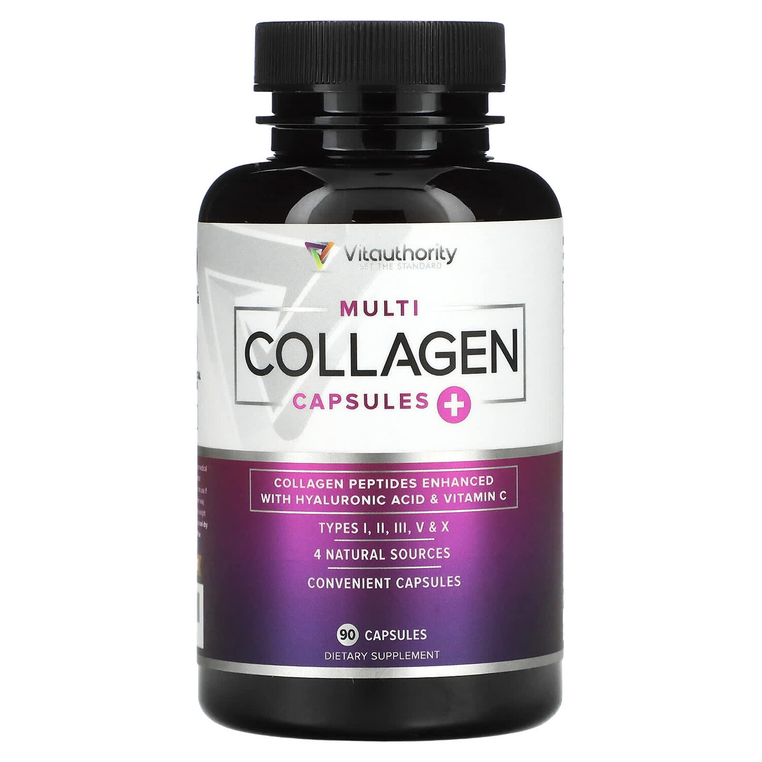 

Multi Collagen Capsules Plus Vitamin C, гиалуроновая кислота, без добавок, 90 капсул Vitauthority