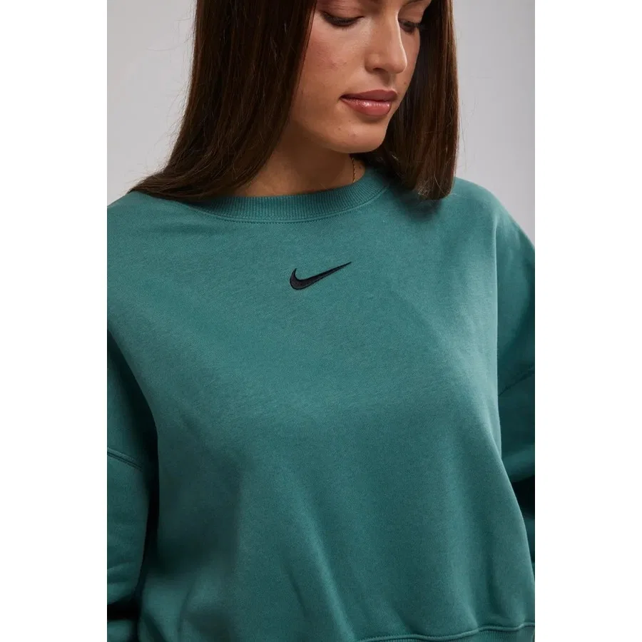 Свитшот женский оверсайз с флисом Nike Sportswear Essentials, Зеленый — фото 2