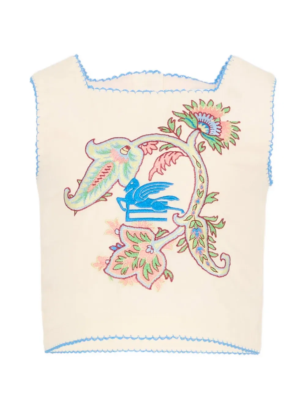 Топ с цветочной вышивкой Etro Kids, нейтральный