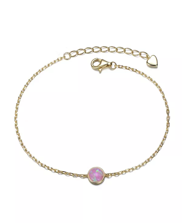 

Регулируемый браслет с покрытием из 14-каратного золота и розовыми кубическими цирконами Gigigirl, pink