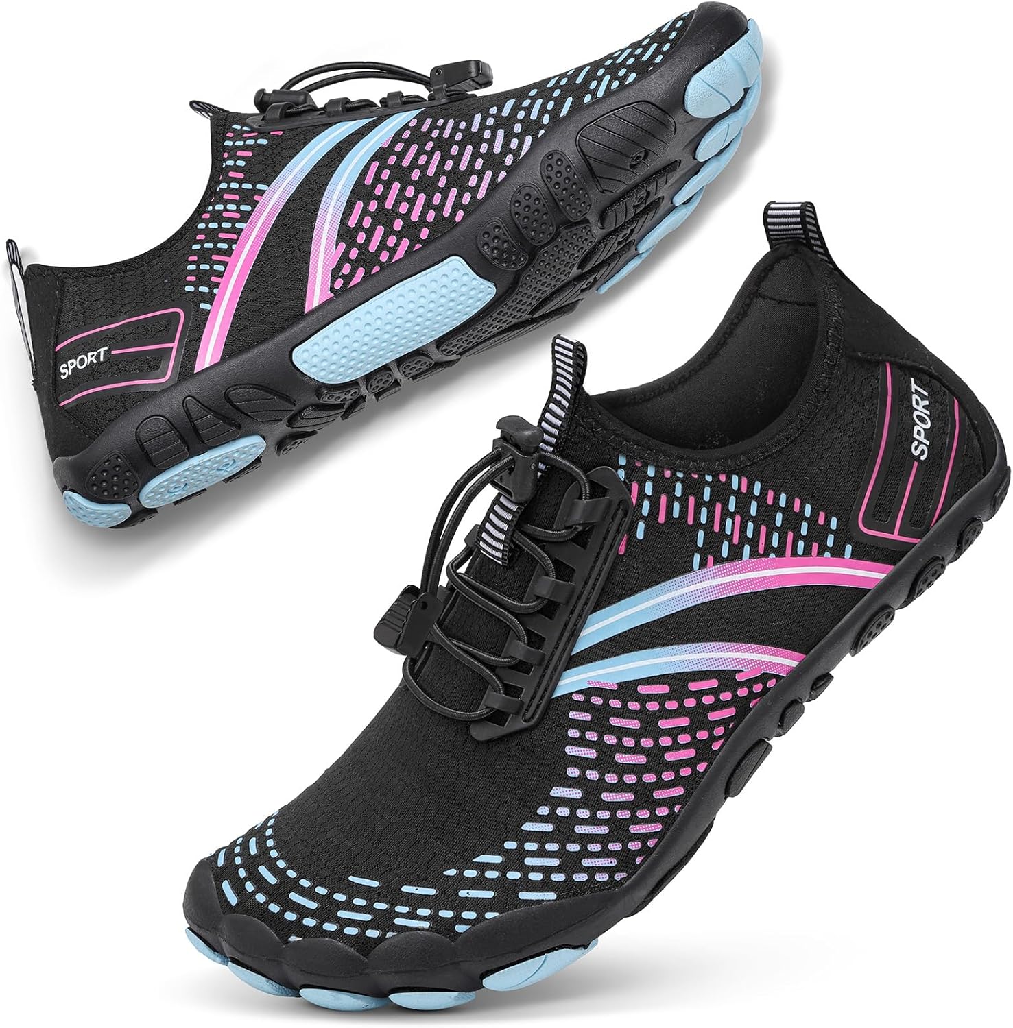 

Походные водные кроссовки для женщин и мужчин для пляжа и плавания ATHMILE, синий/розовый