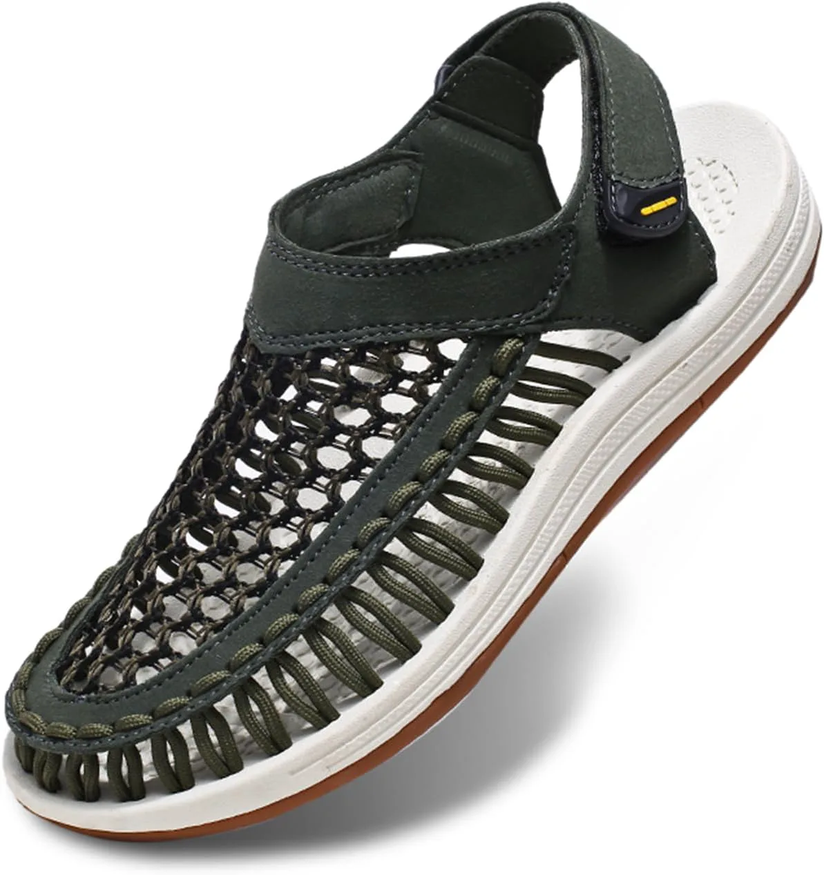 Men's Woven Slip-On Сандалии Breathable Flat Сандалии Lightweight Mesh Сандалии for Men Outdoor Black Casual Water Shoes Dacnakby, зеленый — фото 3