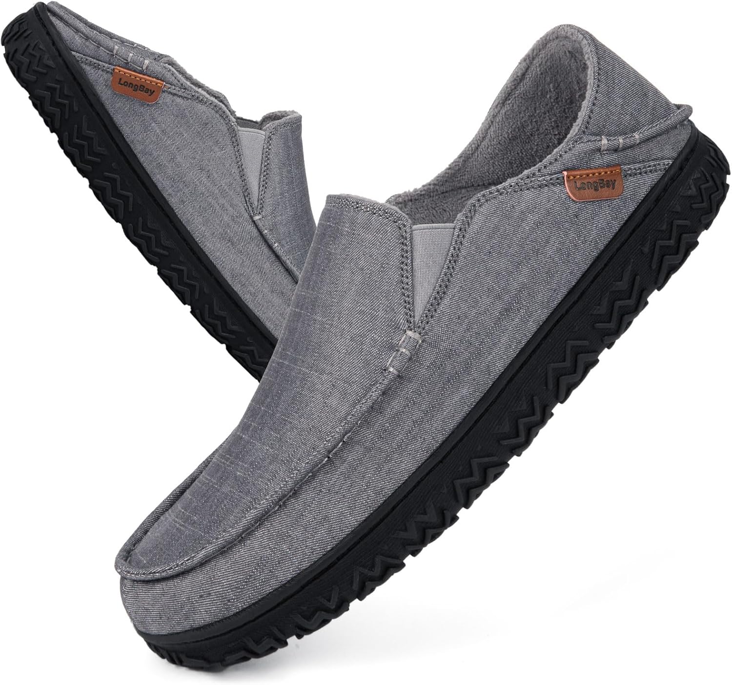 

Мужские мокасины LongBay, удобные теплые домашние тапочки с эффектом памяти, для зимы, для дома и улицы, серый