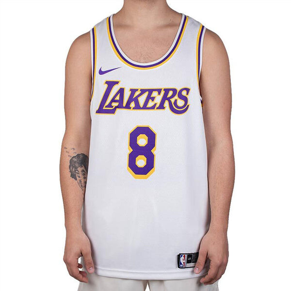 Футболка баскетбольная спортивная майка жилет sw fan edition lakers home 8 Nike, белый — фото 3