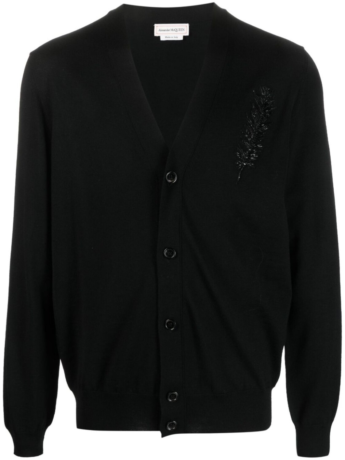 

Alexander McQueen шерстяной кардиган с перьями, черный