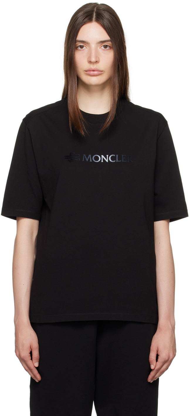 

Футболка с флокированным узором Moncler, черный
