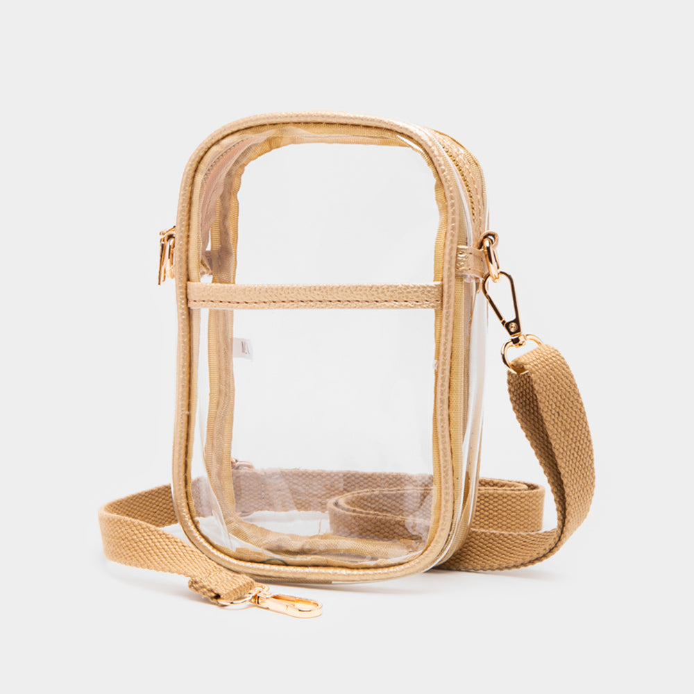 

Прозрачная прямоугольная сумка через плечо из искусственной кожи FASHNZFAB, золотой