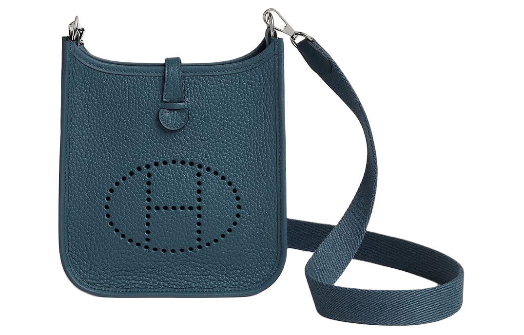 

Сумка через плечо Evelyne Clemence из кожи Bleu De Prusse Prussian Blue HERMES