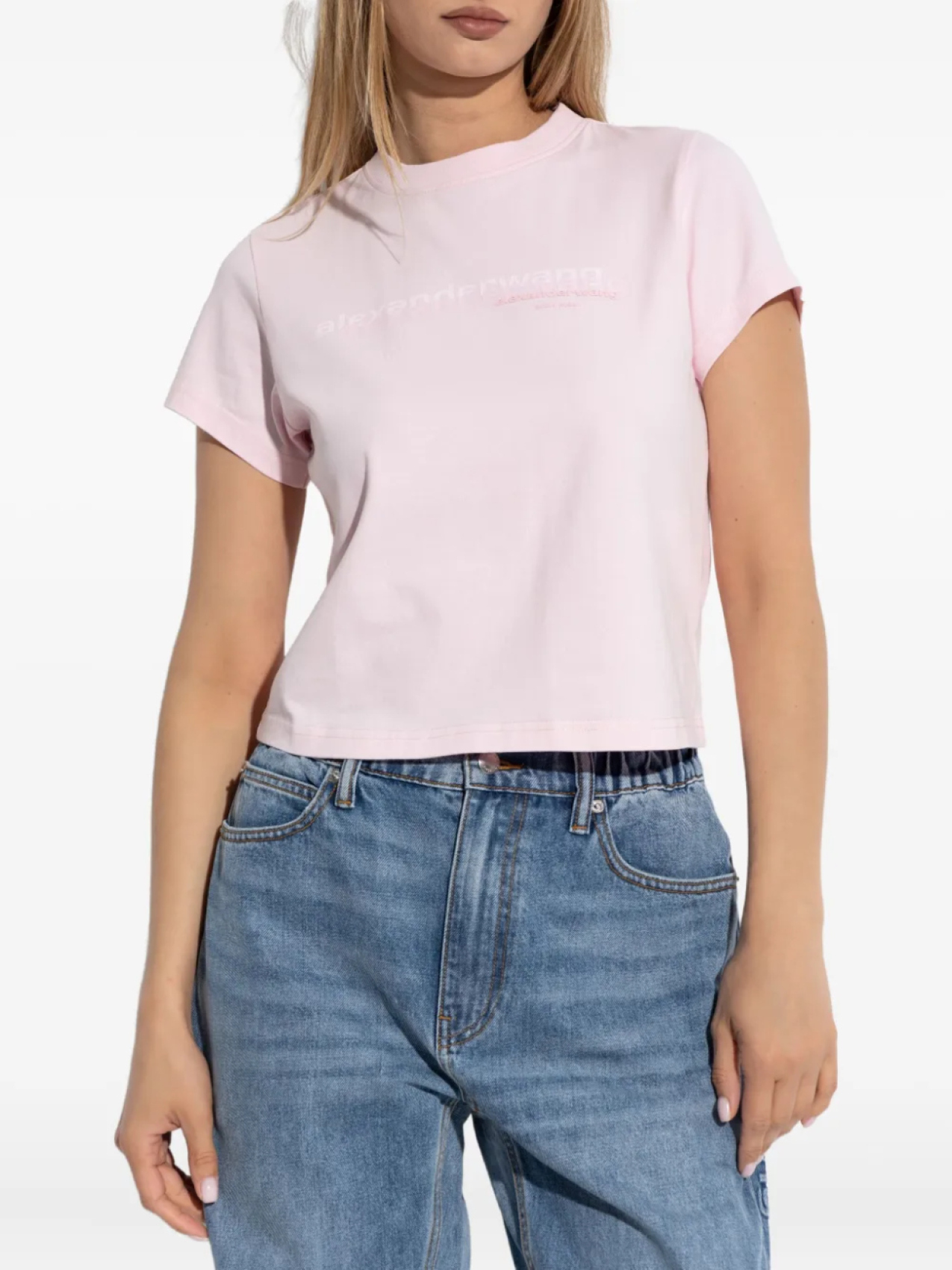Футболка из хлопка с логотипом Alexander Wang, розовый — фото 3