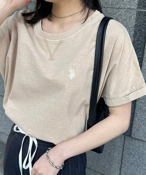 

Футболка оверсайз из 100% хлопка с пигментной отделкой U.S. POLO ASSN., бежевый