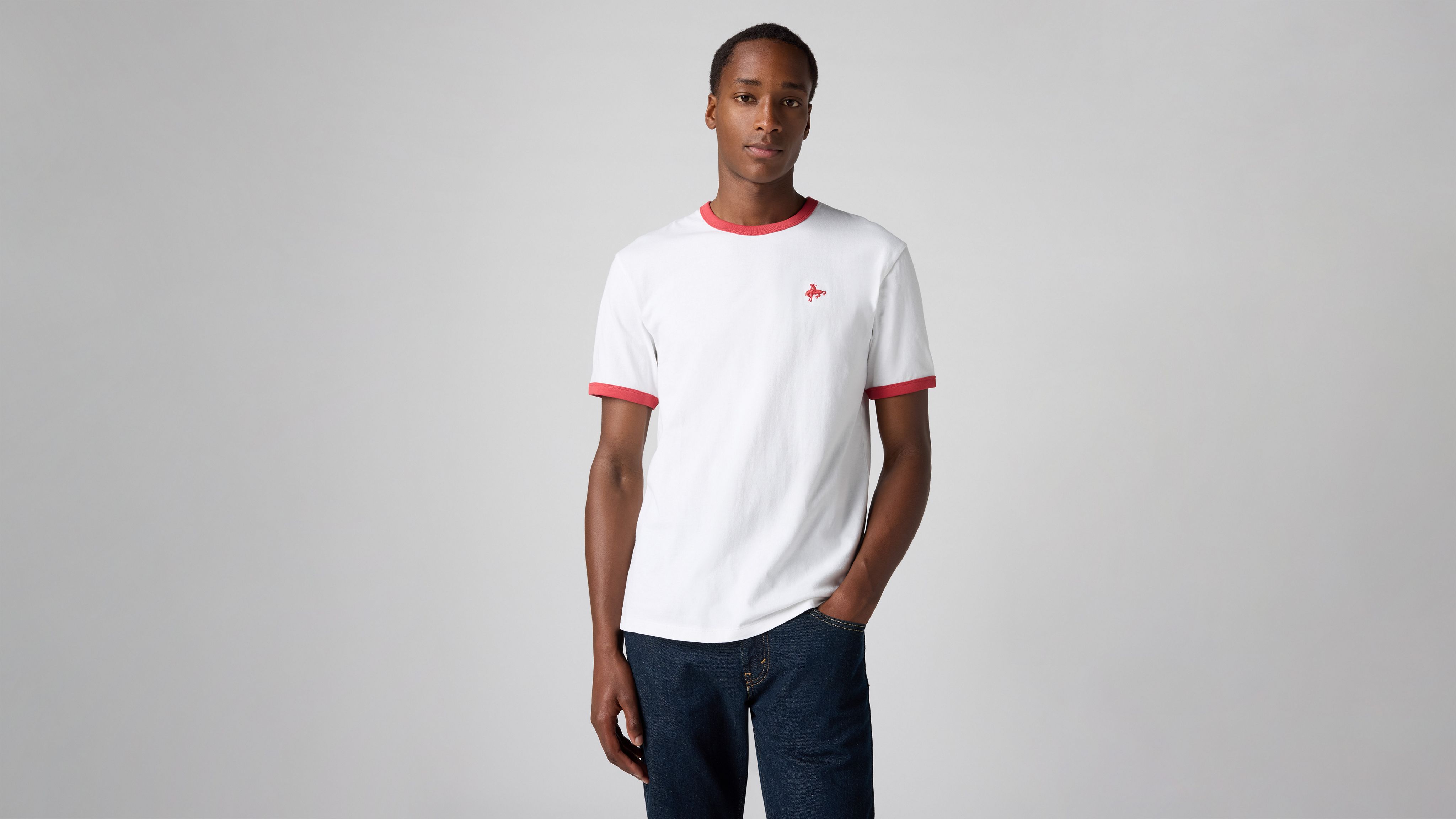 

Футболка Ringer с вышивкой в стиле ретро Levi's, Bright White - White
