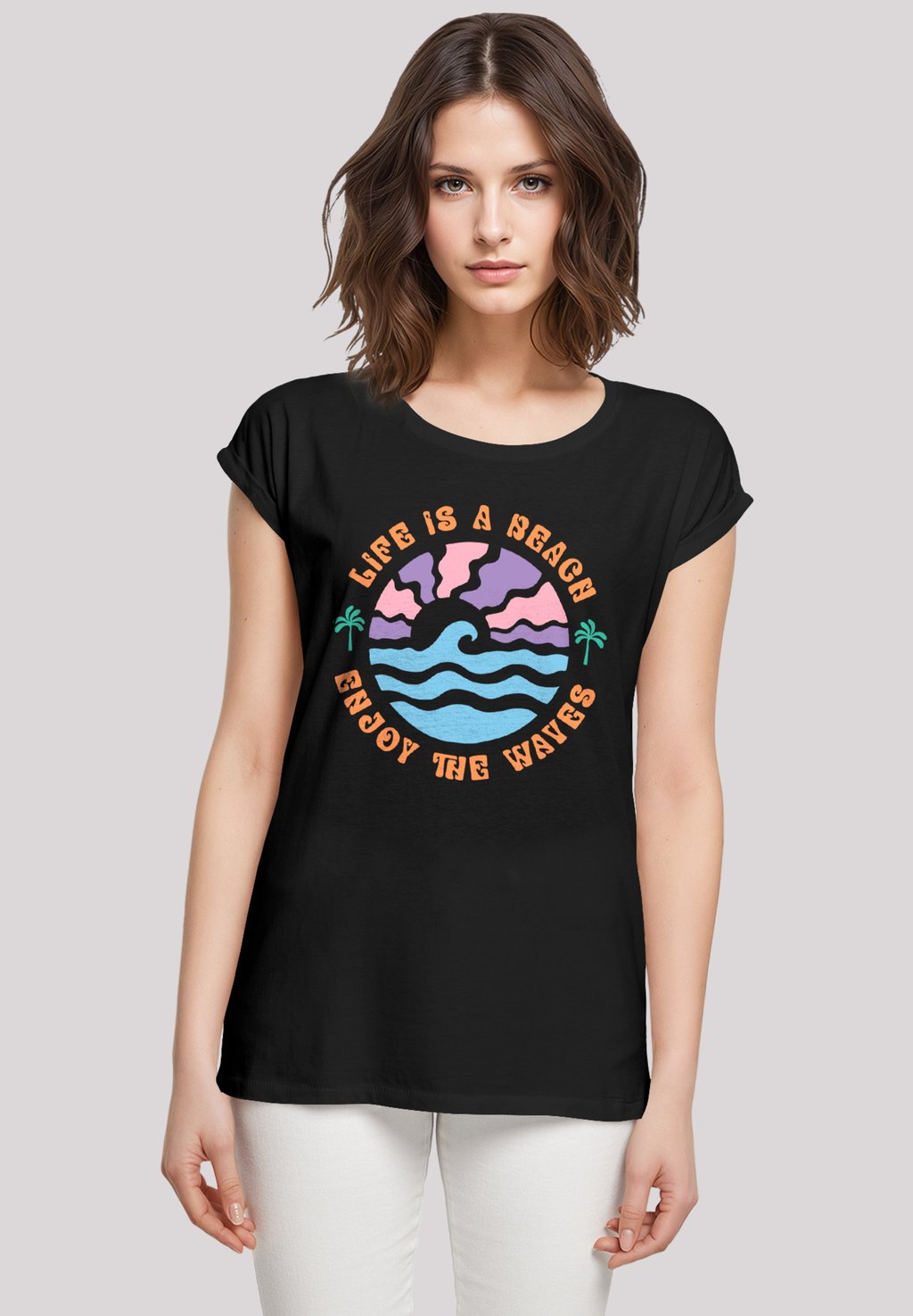 

Футболка с принтом LIFE IS A BEACH ENJOY THE WAVES F4NT4STIC, черный