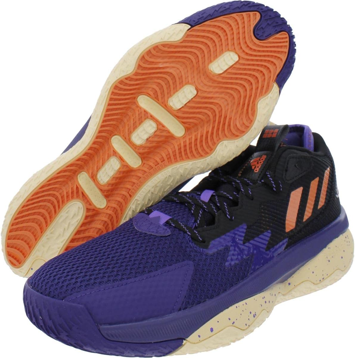 Кроссовки Adidas для взрослых унисекс Dame 8, желтый/фиолетовый — фото 2