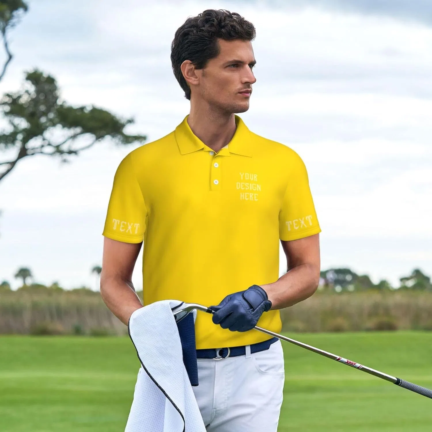 Поло для мужчин Personalized Golf Shirt, Gold — фото 3