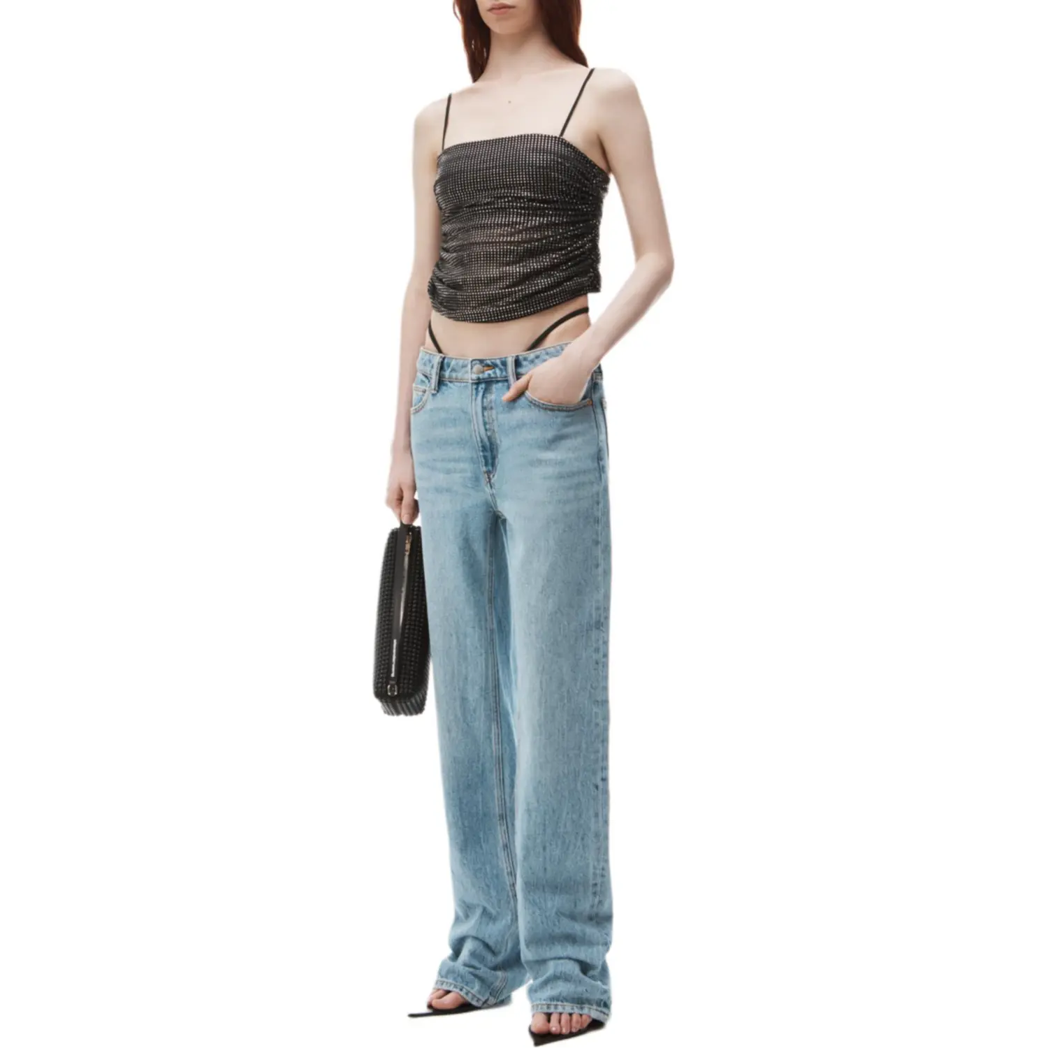 Многослойные джинсы straight leg Alexander Wang, светло-голубой — фото 4