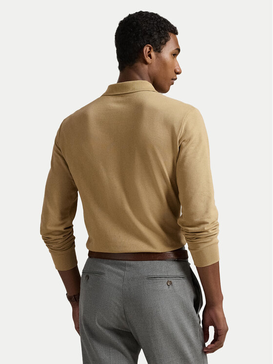 Поло custom slim fit 710680790123 Polo Ralph Lauren, бежевый — фото 3