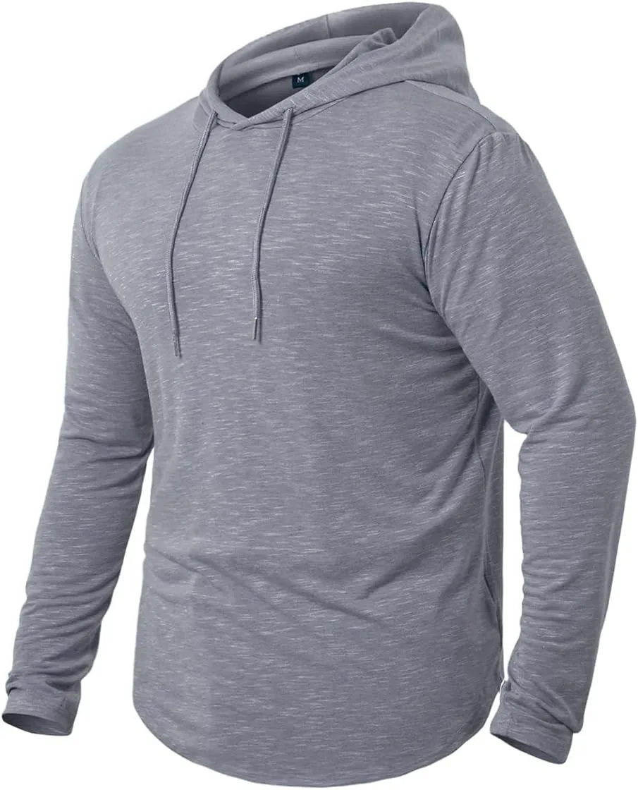 Спортивная толстовка с капюшоном для мужчин, Long Sleeve, Pullover, Solid Color — фото 2