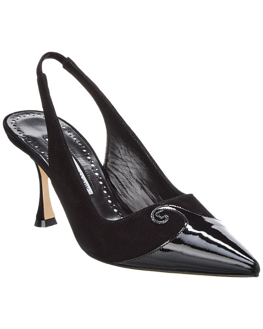 

Туфли Manolo Blahnik Zaborus 70 из кожи и замши с пяткой на пятке, черный