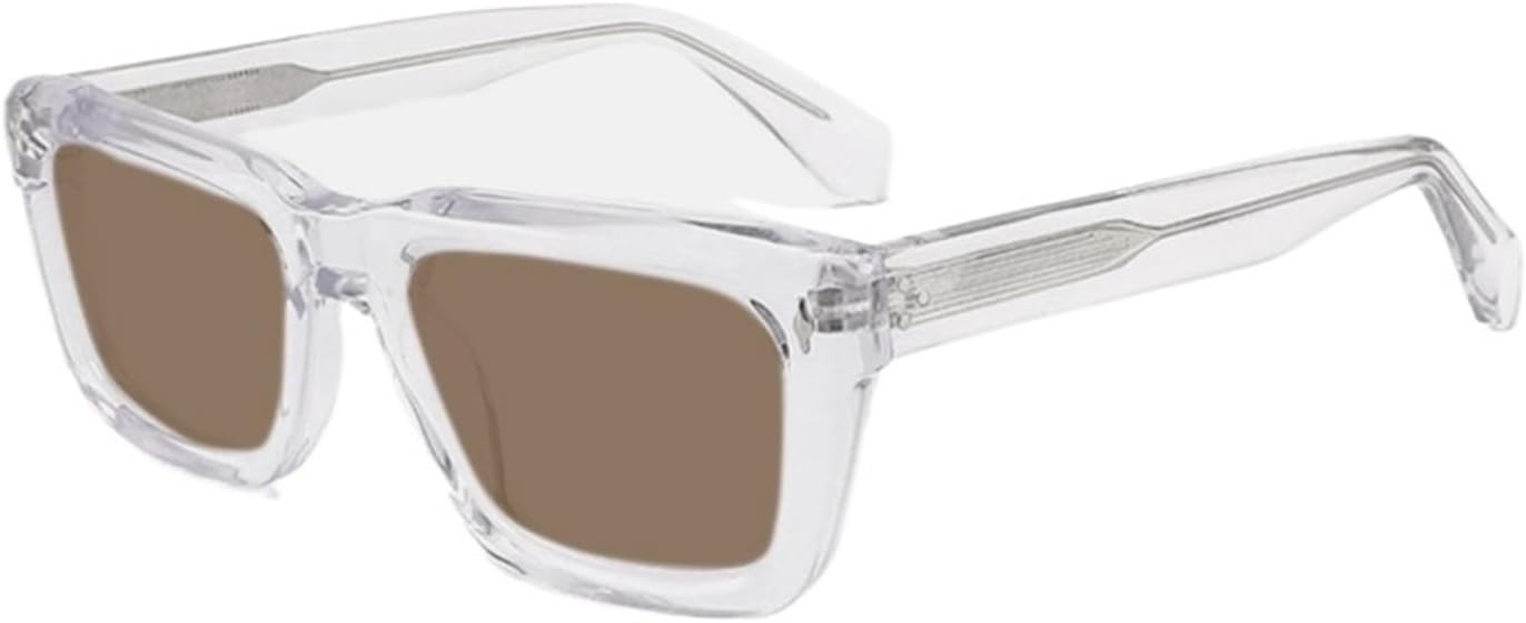 

Винтажные поляризованные ацетатные солнцезащитные очки для мужчин, ретро-дизайнерские солнцезащитные очки UV400, утолщенные солнцезащитные очки для женщин, ручная работа, роскошные очки QOGANS, Transparent Brown