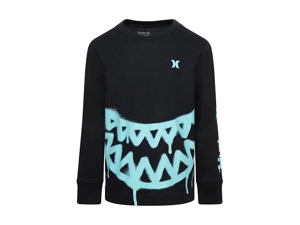 Футболка Hurley Sharkbait Детская 4 Черная Надпись Хлопковый Смесовый Длинный Рукав ERK901 — фото 3