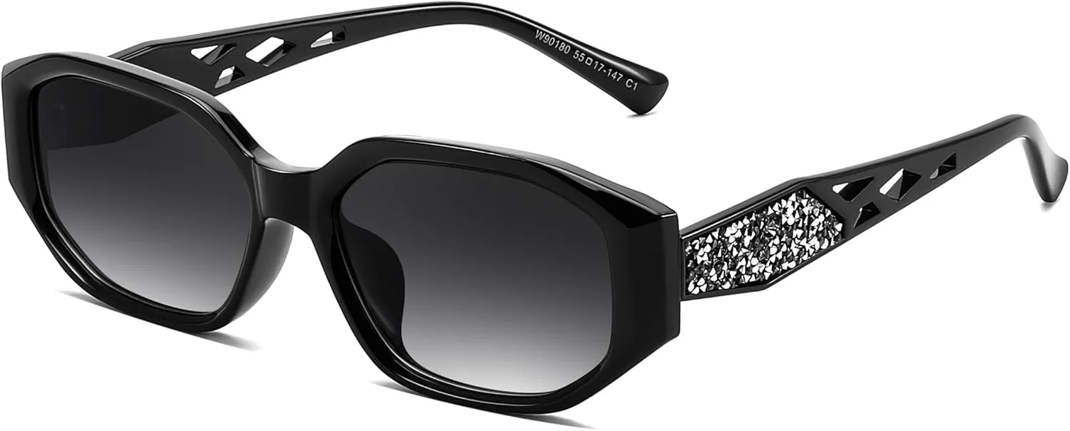 

Солнцезащитные очки FEISEDY для женщин и мужчин, ретро-стиль, блестящие, маленькие, узкие, прямоугольные, защита от УФ-излучения UV400 B0247, Black & Gradual Grey