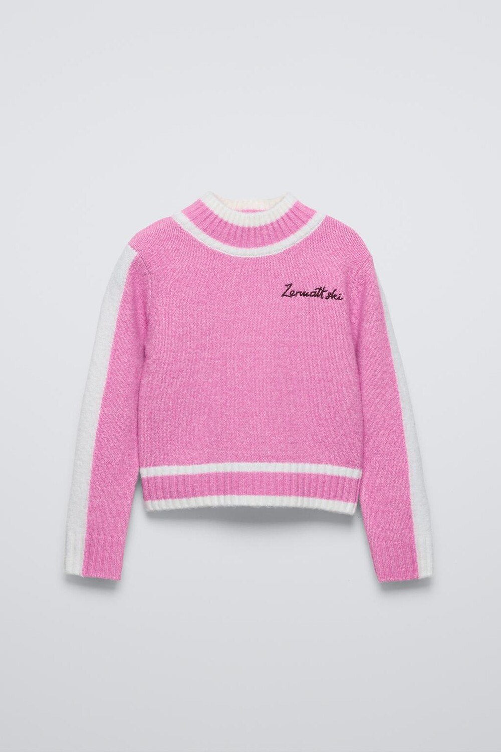 

Коллекция лыжная вышивка вязаный джемпер ZARA, пастельно-розовый