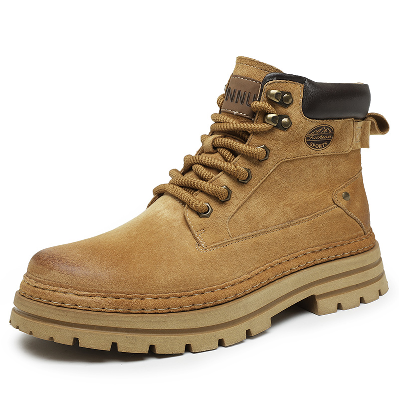 Dunnu Короткие мартины на низком каблуке мужские с коричневой подкладкой из флиса, цвет Brown Fleece-Lined — фото 2