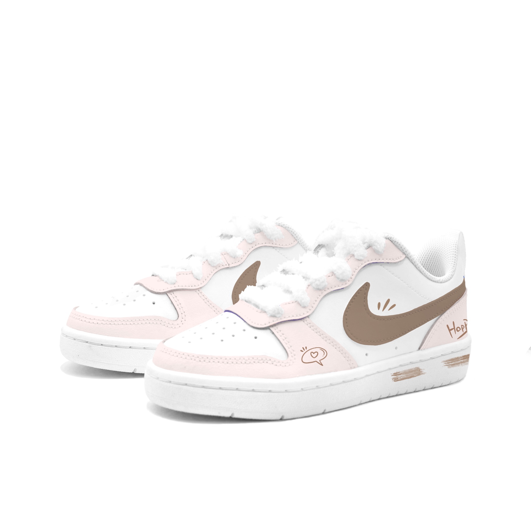 Nike Court Borough 2 Pink Brown Sweet Seal, Kung Fu Rabbit кожаная подкладка, устойчивая к истиранию, нескользящая, низкие — фото 4