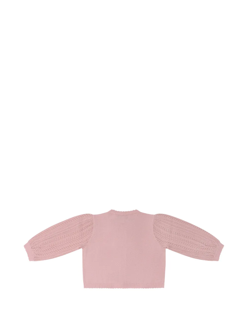 Кардиган с волнообразной отделкой и рукавами-фонариками Emporio Armani Kids, розовый — фото 3