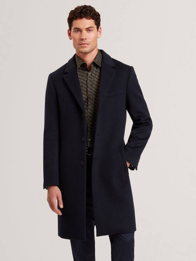 

Однобортное пальто из шерстяной смеси Alerton Ted Baker, Navy