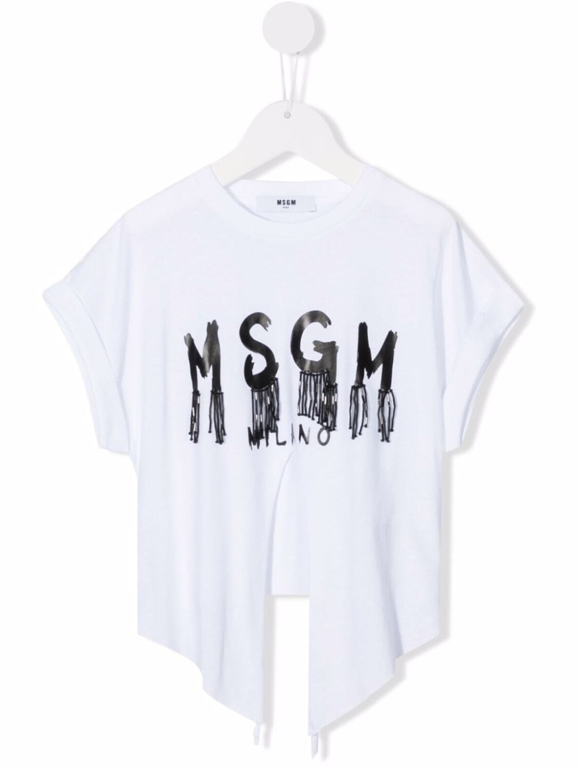 

MSGM Kids футболка асимметричного кроя с логотипом, белый