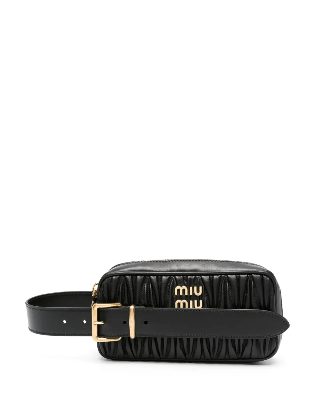 

Стеганая сумка-тоут с логотипом MIU MIU, черный