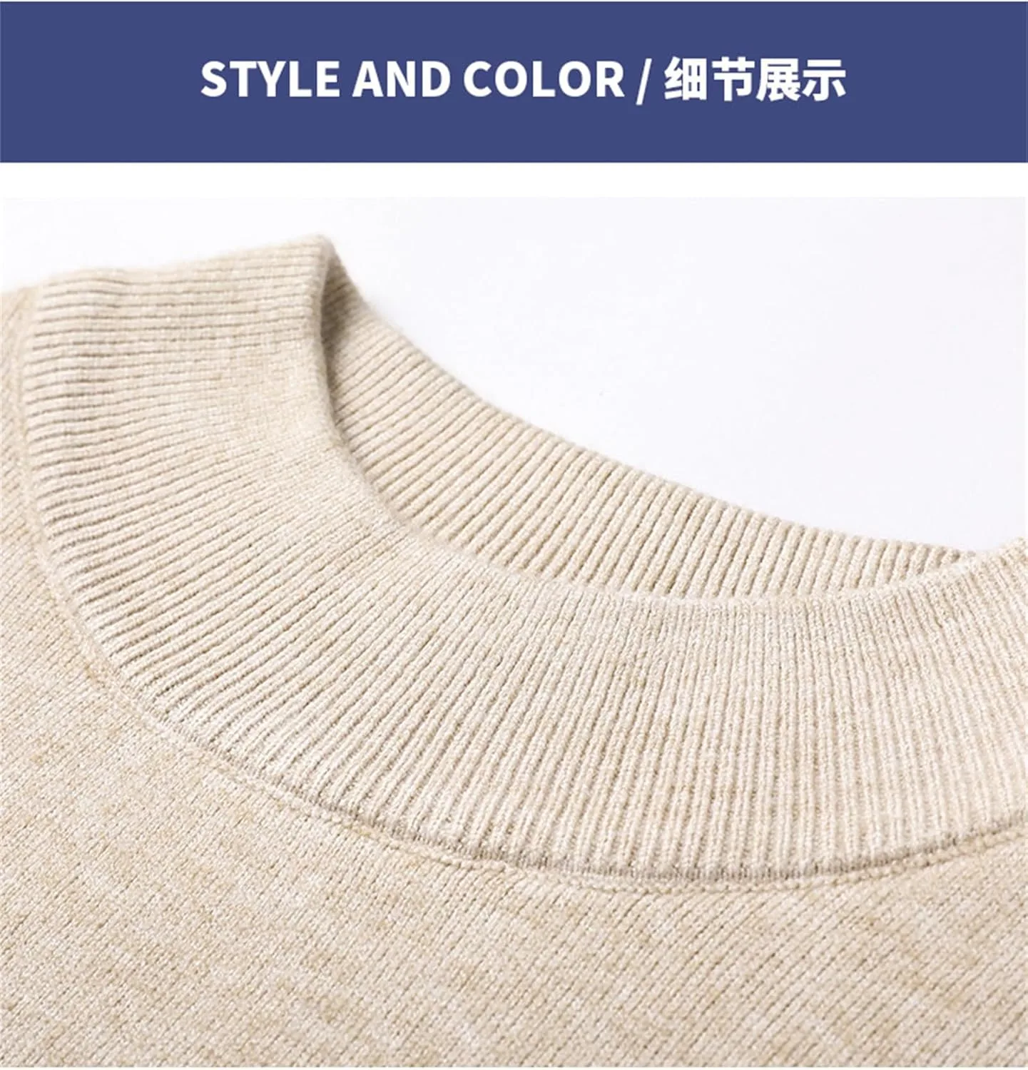 Мужской однотонный полуводолазный свитер с длинными рукавами, Slim Fit — фото 3