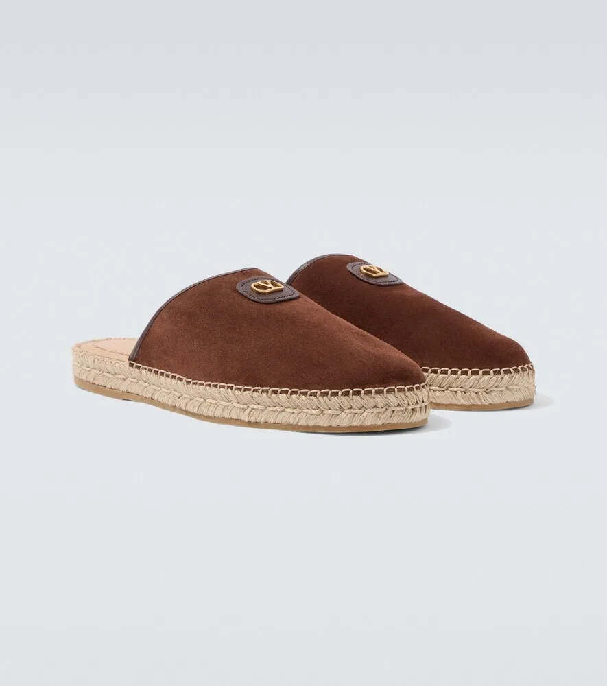 Мюли из замши с логотипом Palm Avenue VLogo Valentino Garavani, коричневый