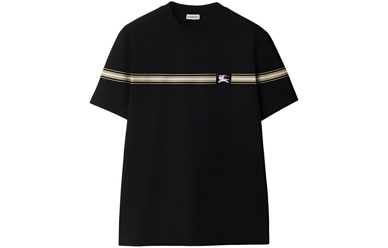 

Футболка из хлопка с полосатым принтом Burberry, черная