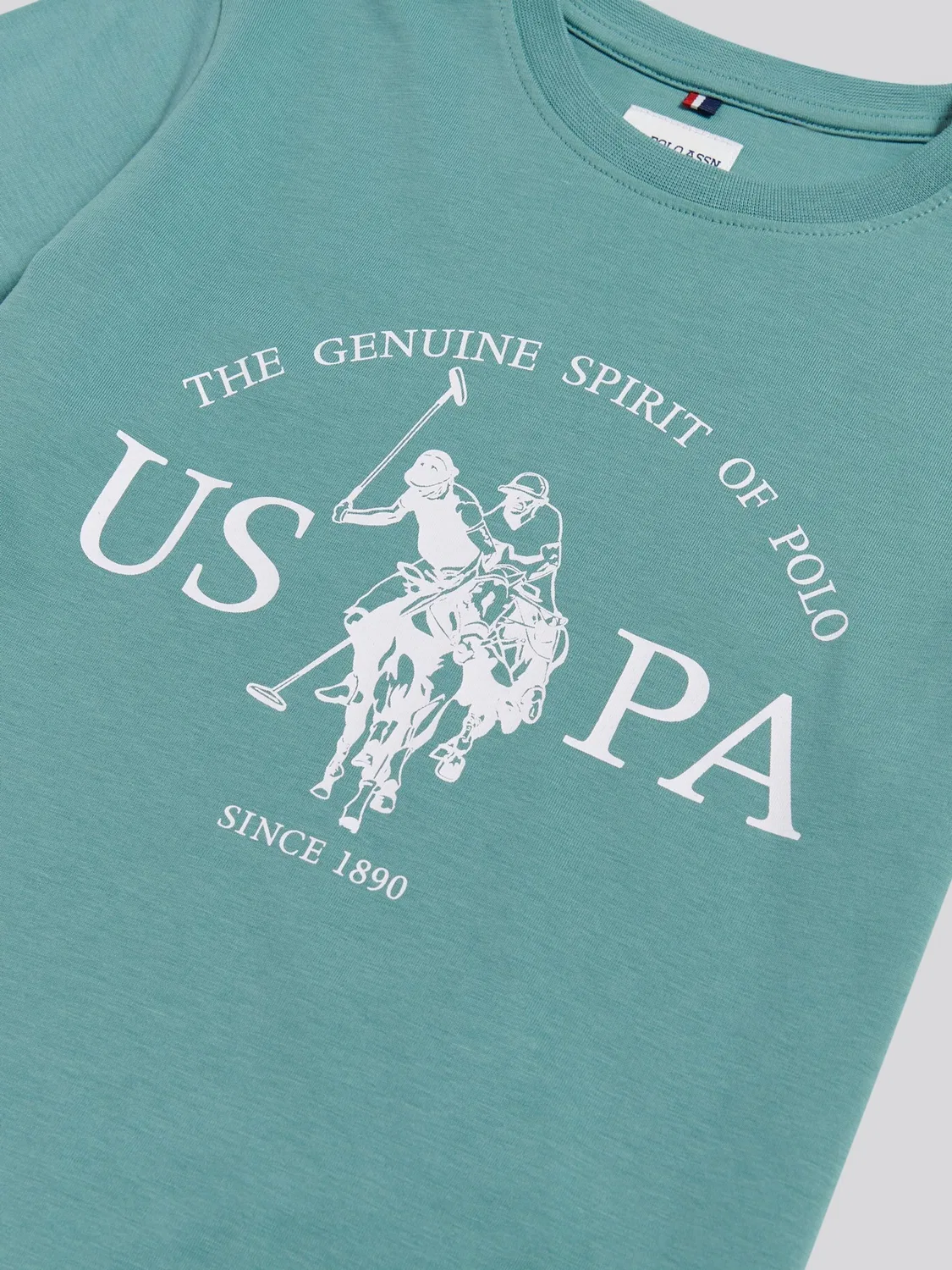 Футболка с принтом U.S. Polo Assn. Double Horsemen, бирюзовый — фото 3