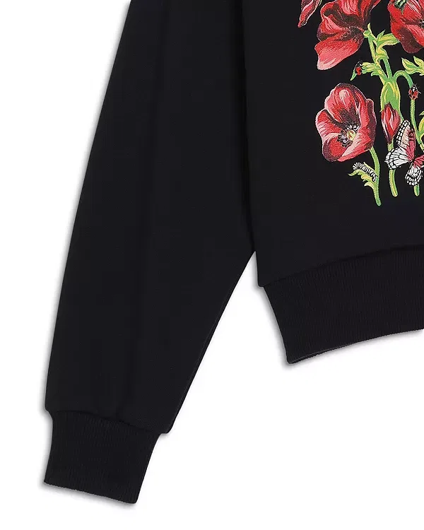 Детское худи для девочек с принтом Dolce & Gabbana, темно-синий — фото 3