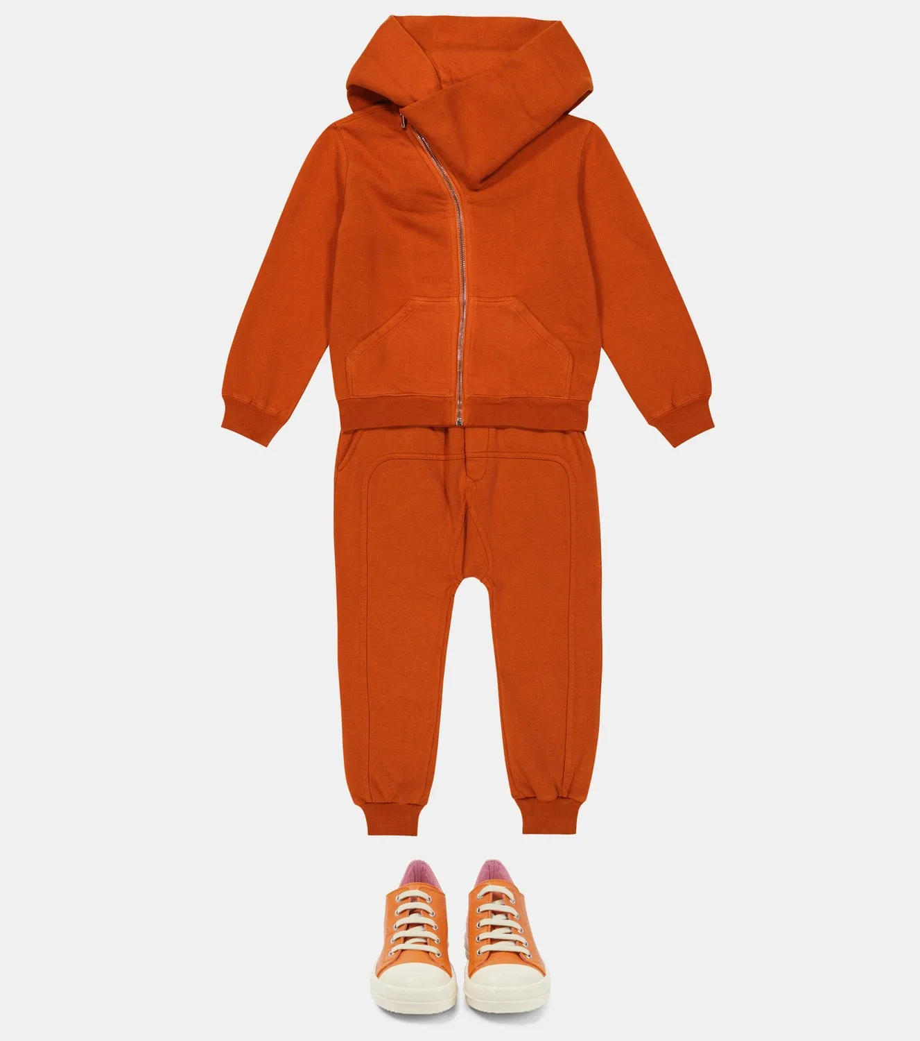 Худи хлопковое Mountain Rick Owens Kids, оранжевый — фото 2