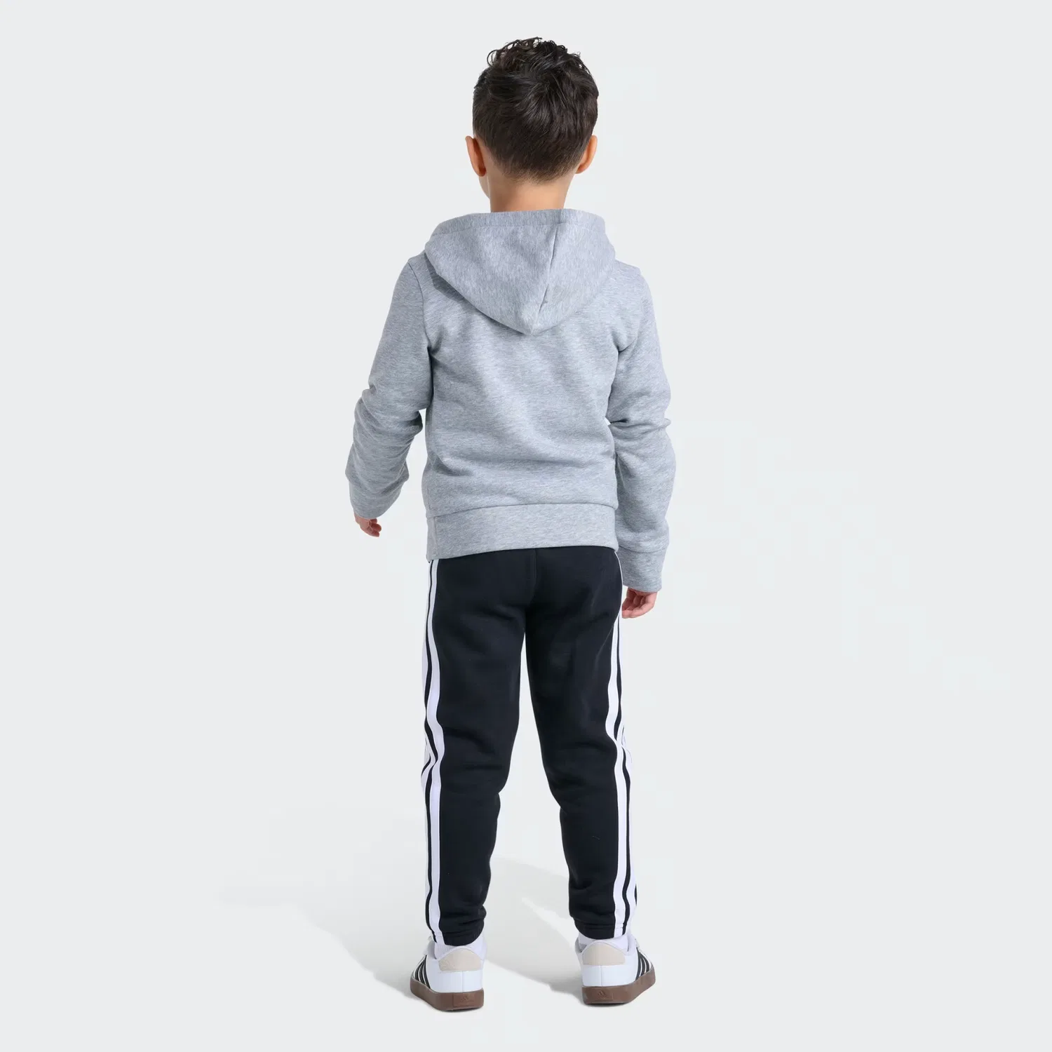 Детский комплект из 2 предметов: флисовый пуловер и брюки Adidas Sportswear, серый меланж — фото 2